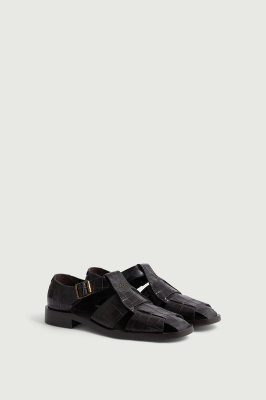 Sandales Velika - Marron Foncé - Cuir - Femme