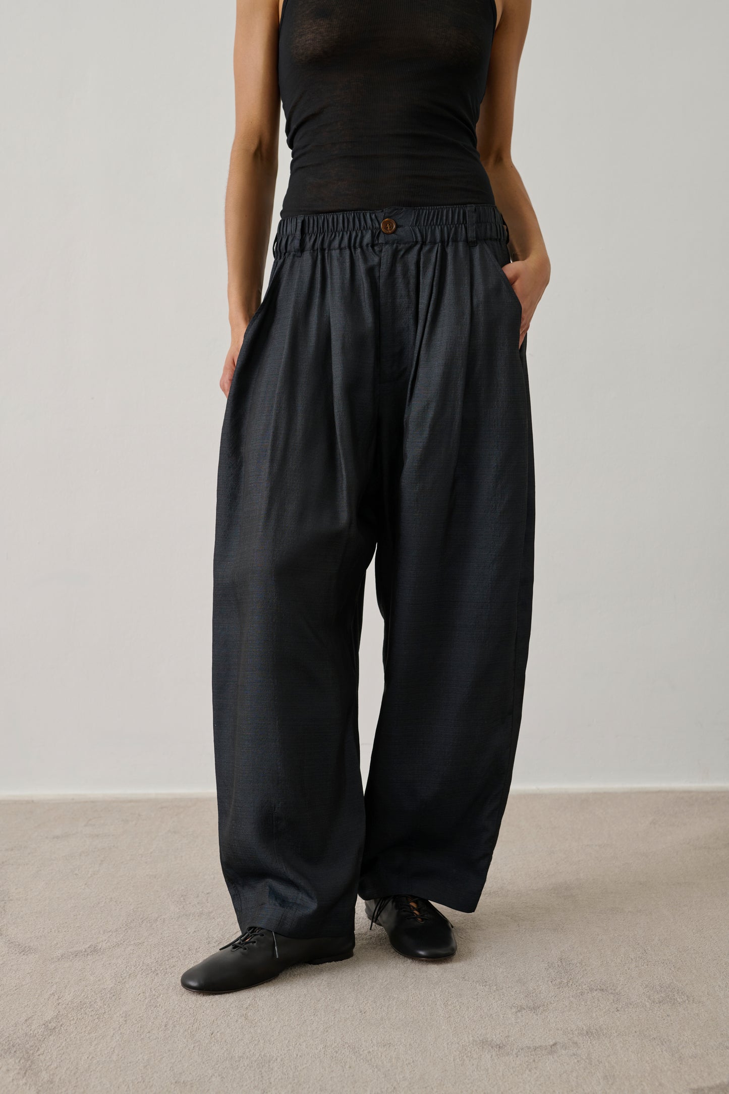 Pantalon Vernon - Noir - Soie - Femme
