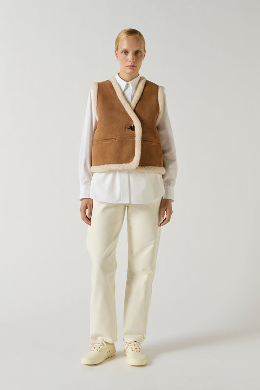 Gilet Sans Manches Pyrenees - Miel - Cuir - Femme