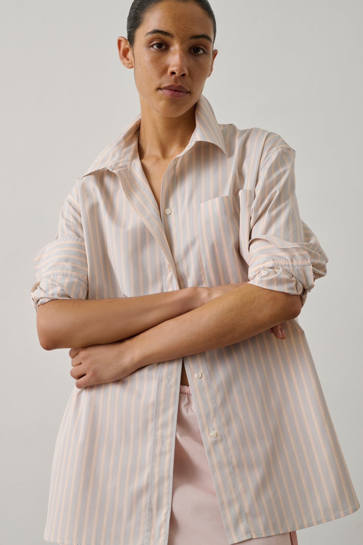 Chemise Carlotta - Orange/Gris - Coton - Femme vue 1