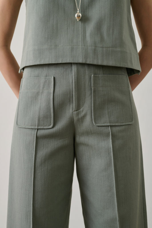 Pantalon Harry - Vert D'Eau - Coton - Femme
