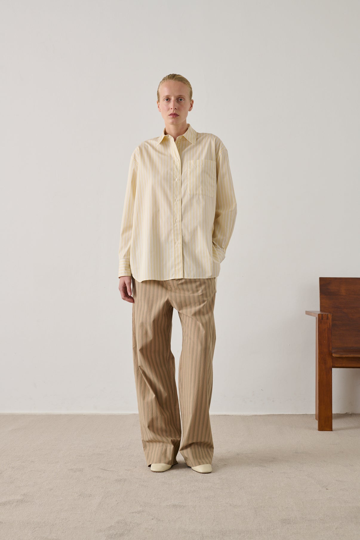 Chemise Carlotta - Jaune/Écru - Coton - Femme vue 1