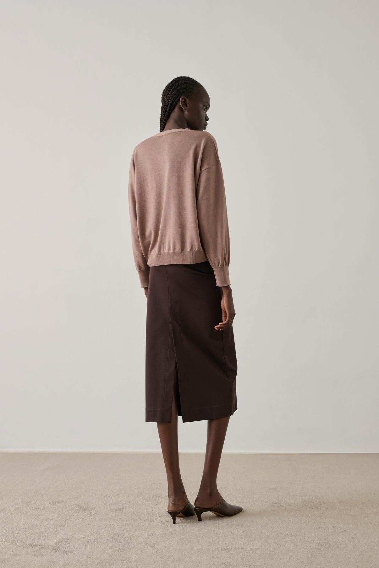 Cardigan Idem - Rose Pâle - Laine mérinos - Femme vue 4