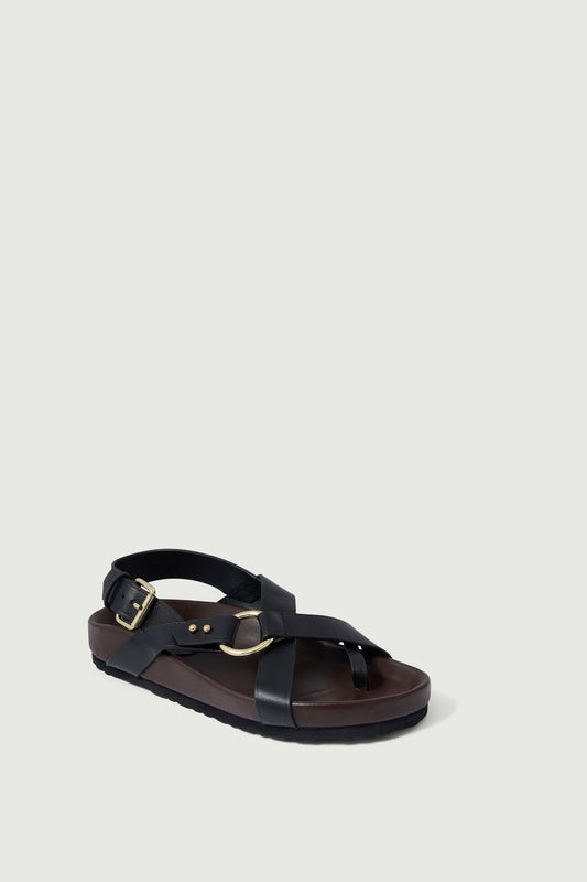 Sandales Mexico - Noir - Cuir - Femme
