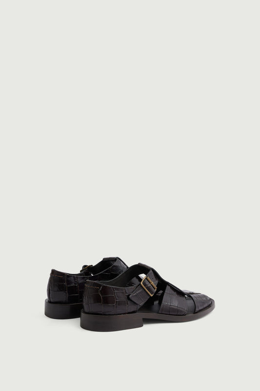 Sandales Velika - Marron Foncé - Cuir - Femme