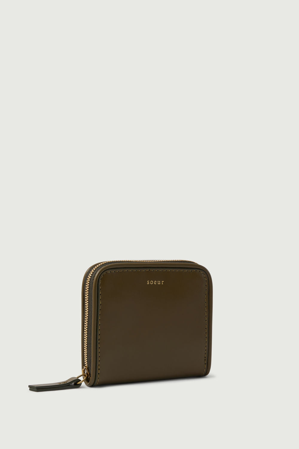 Porte-Monnaie Electre - Kaki Doré - Cuir - Femme vue 2