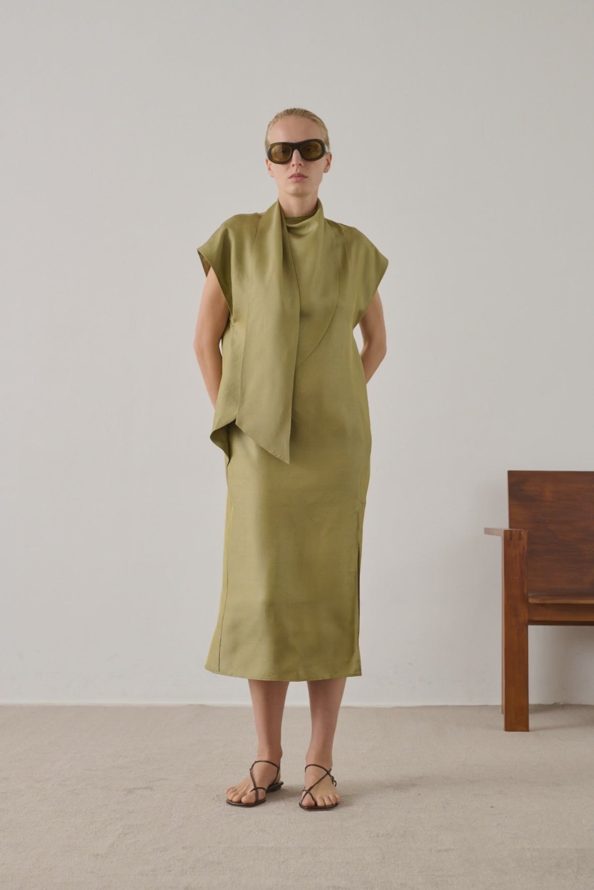 Robe Iberis - Cardamome - Soie - Femme vue 4